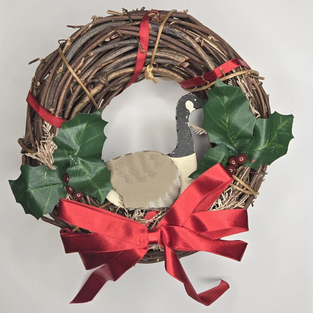 Cottagecore Goose Wreath with Red Accents Special Gifts By Crowning Touch
